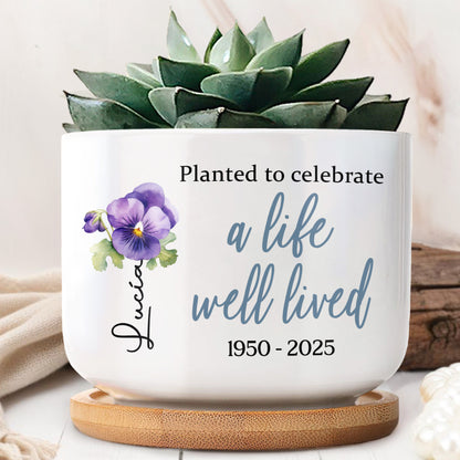 Planted To Celebrate A Life Well Lived, Pansy Flowers