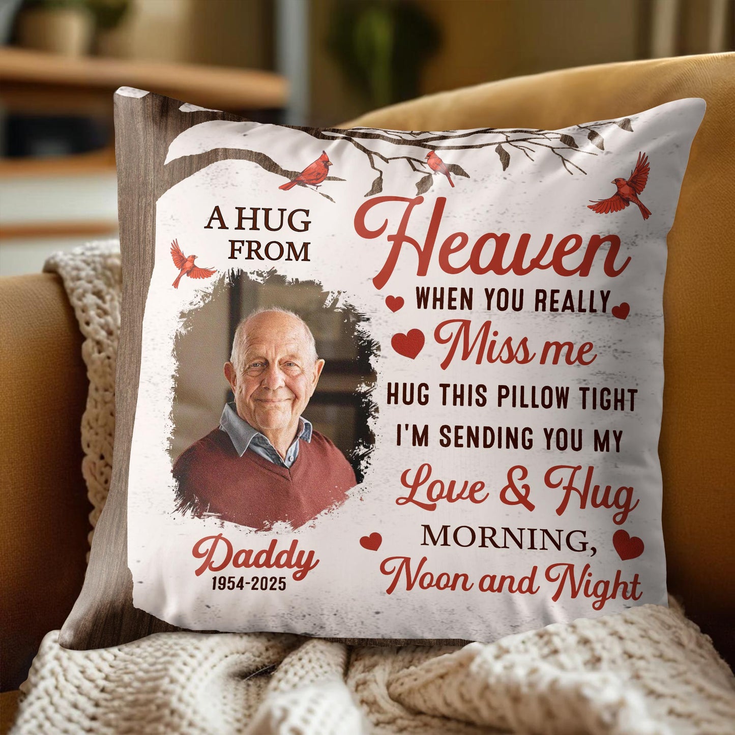 A Hug From Heaven, Pillow With Birds And Hearts