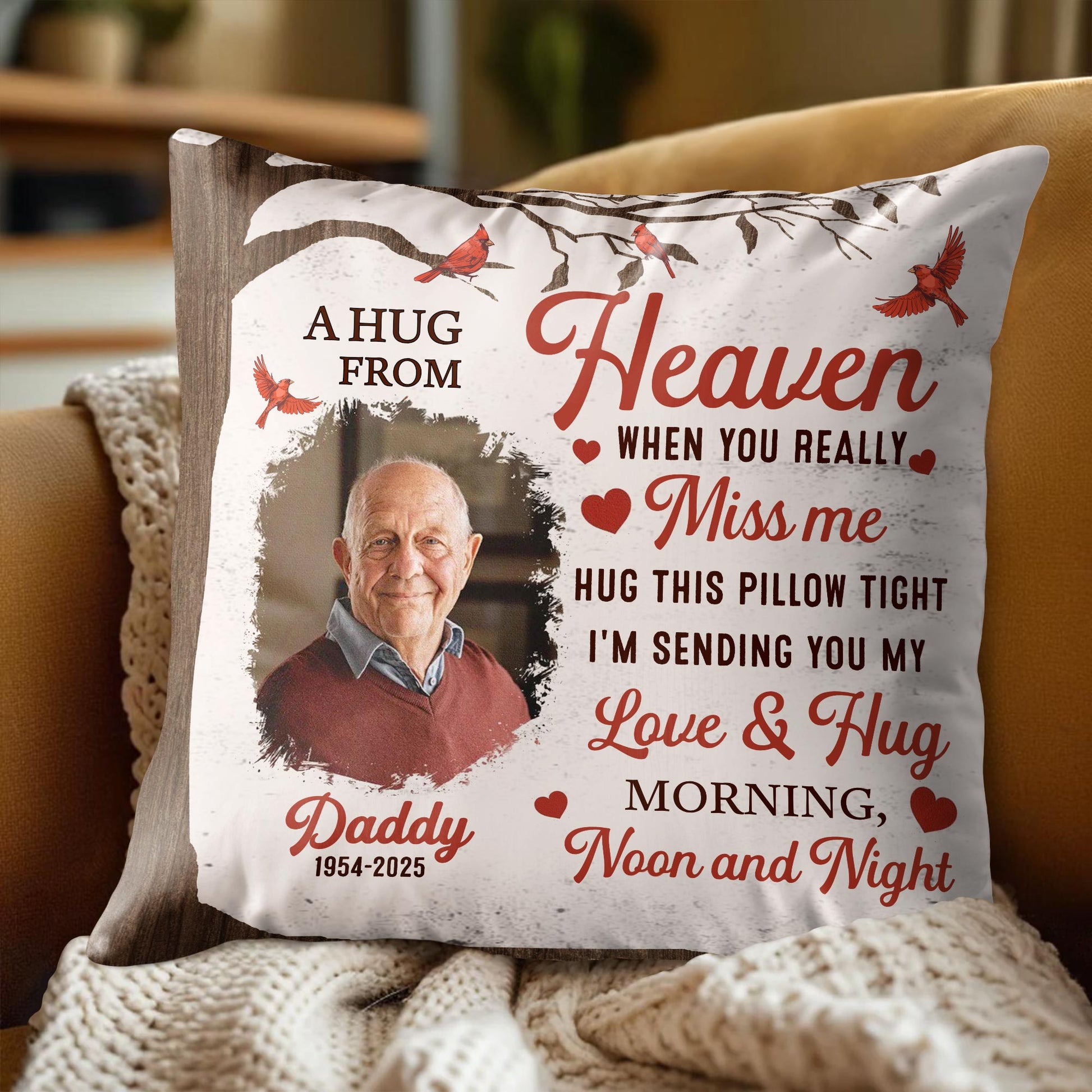A Hug From Heaven, Pillow With Birds And Hearts