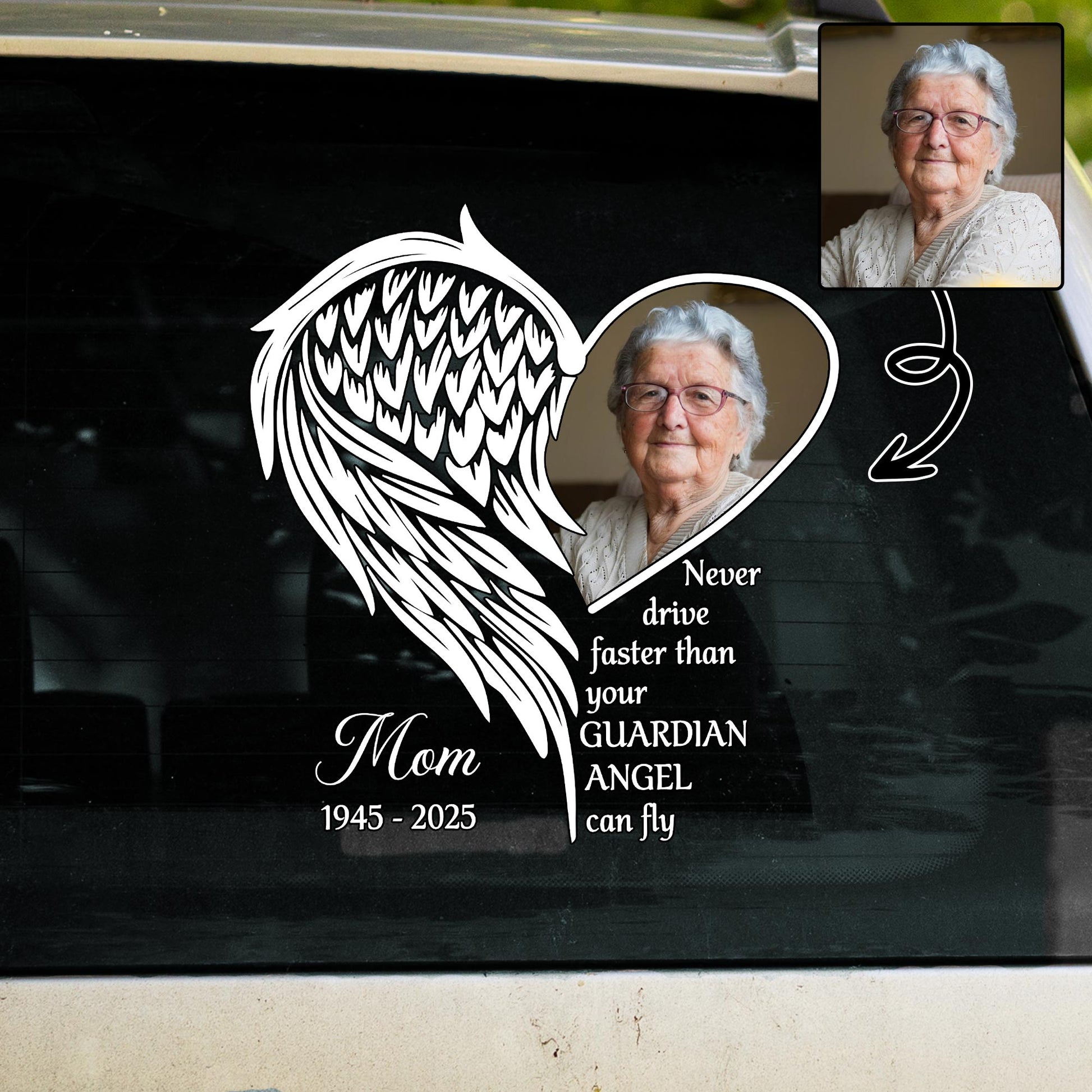 Never Drive Faster Than Your Guardian Angel Can Fly, Angel Wings Heart