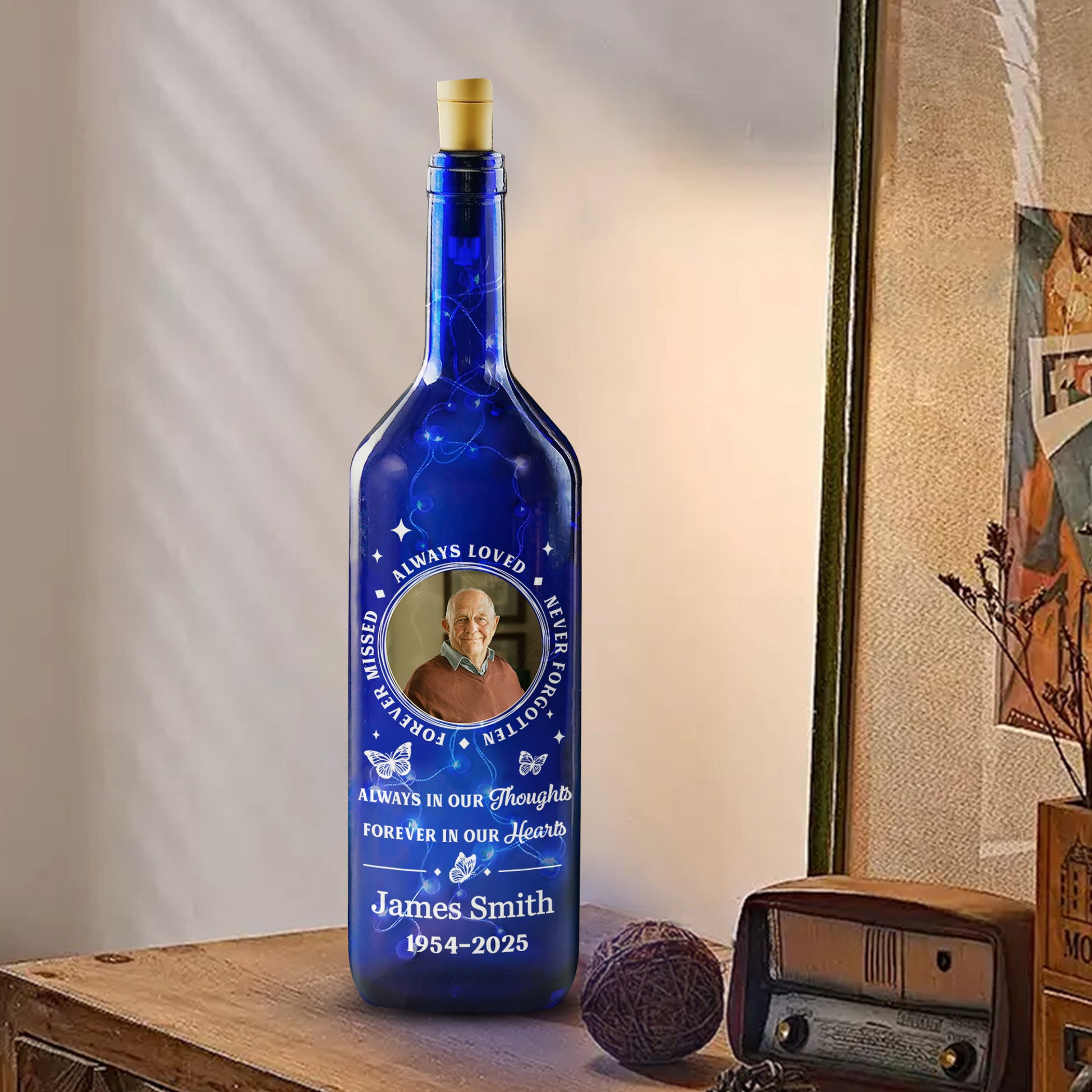 Always In Our Thoughts, Forever In Our Hearts Blue Bottle