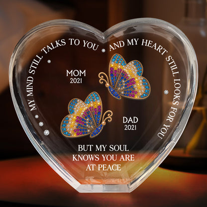 My Mind Still Talks To You, Red Cardinals, Hummingbirds, Butterflies - Personalized Crystal Heart - HME244_CHE