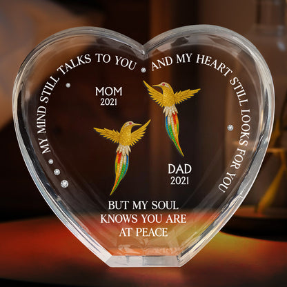 My Mind Still Talks To You, Red Cardinals, Hummingbirds, Butterflies - Personalized Crystal Heart - HME244_CHE