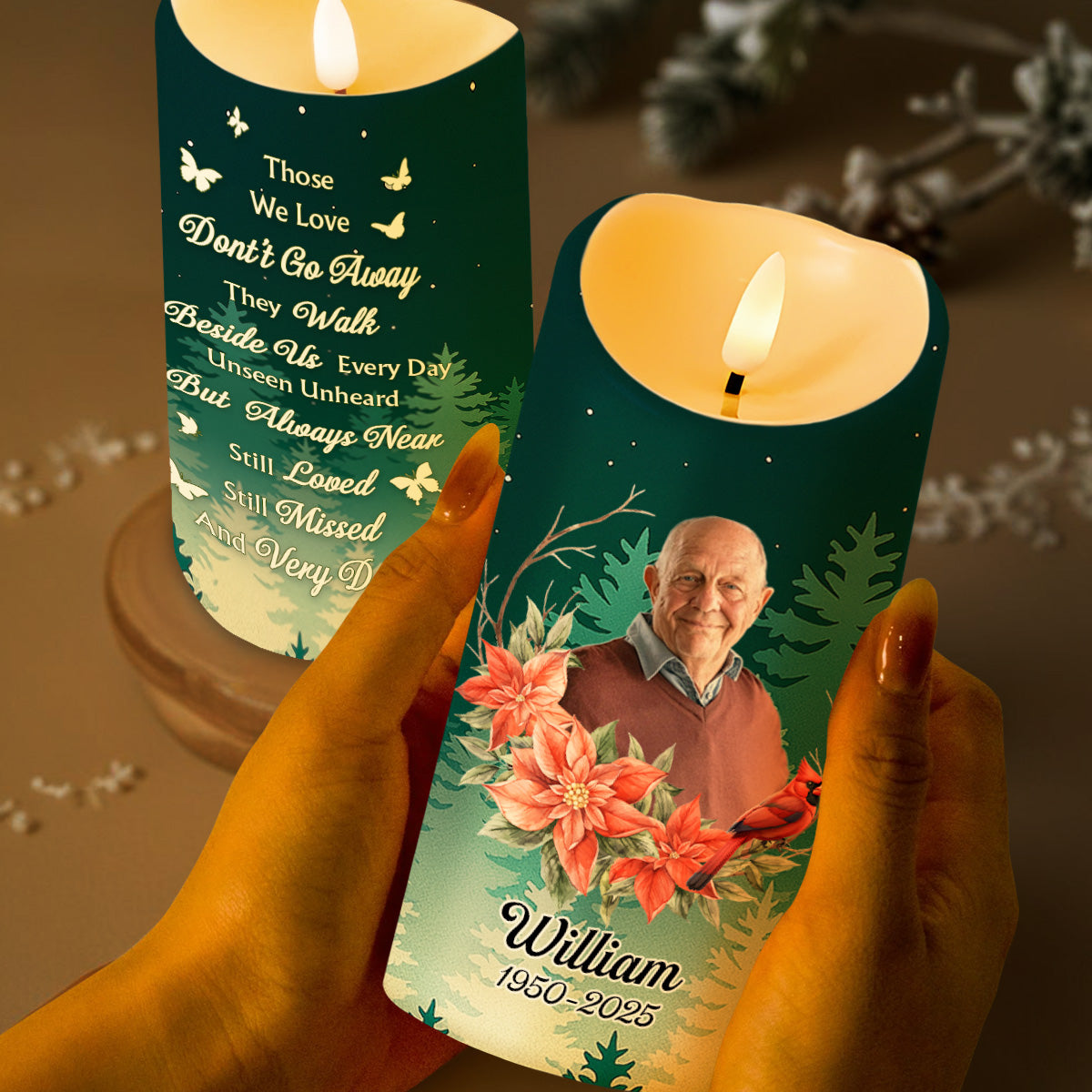 Those We Love Don't Go Away, Memorial LED Candle - Personalized Custom LED Candle - HME254_LECA