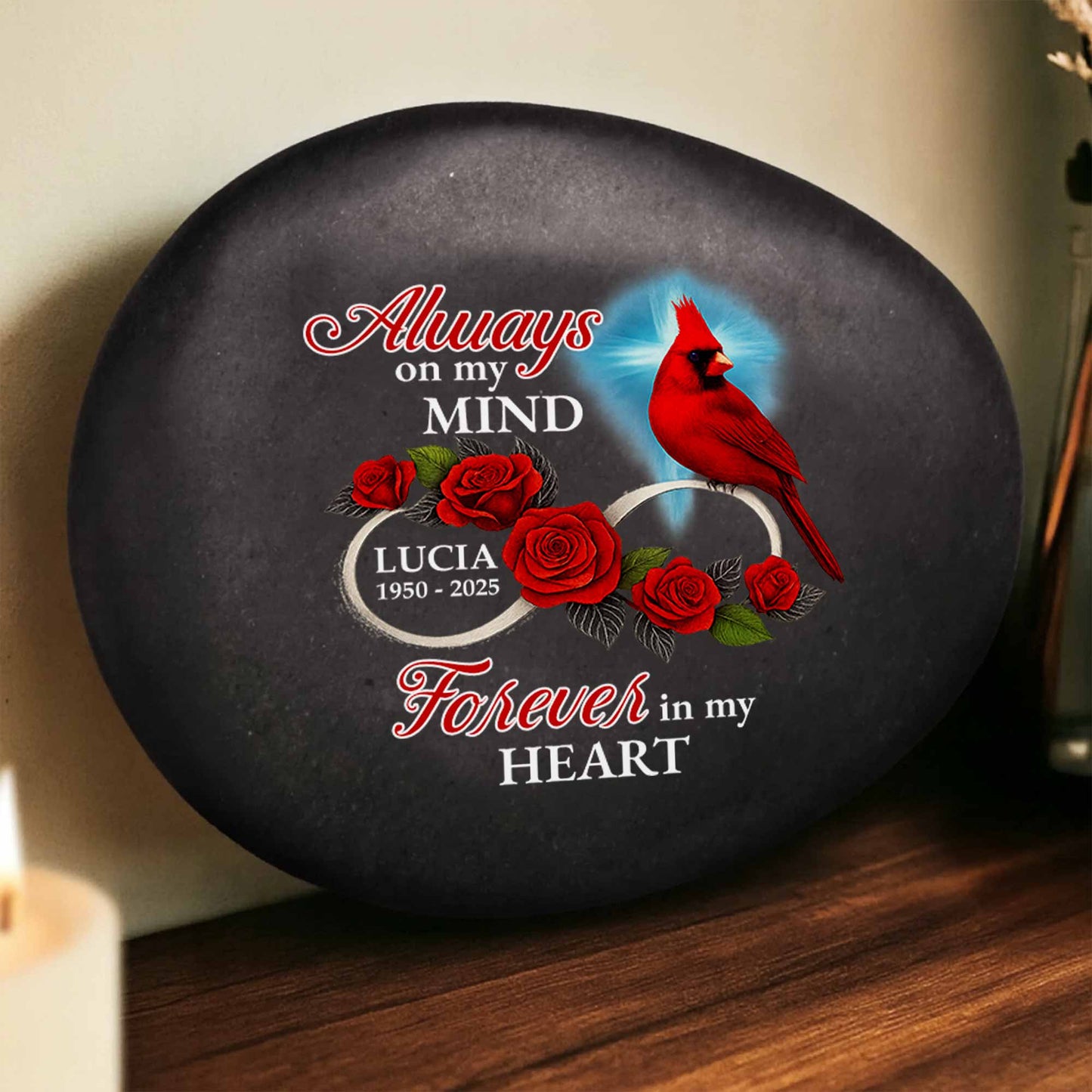 Always On My Mind Forever In My Heart With Cardinal And Roses