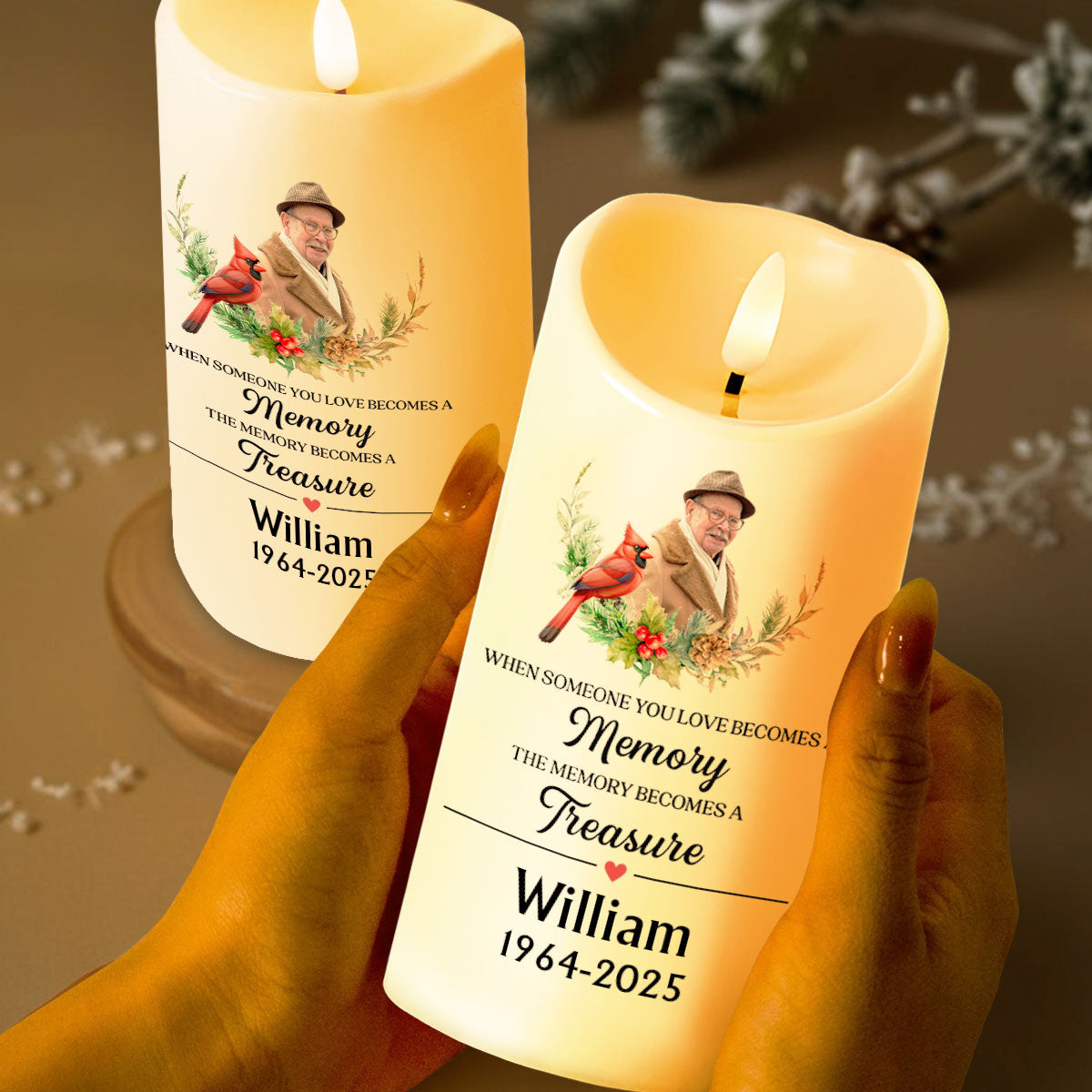 When Someone You Love Becomes A Memory - Personalized Custom LED Candle - HME255_LECA