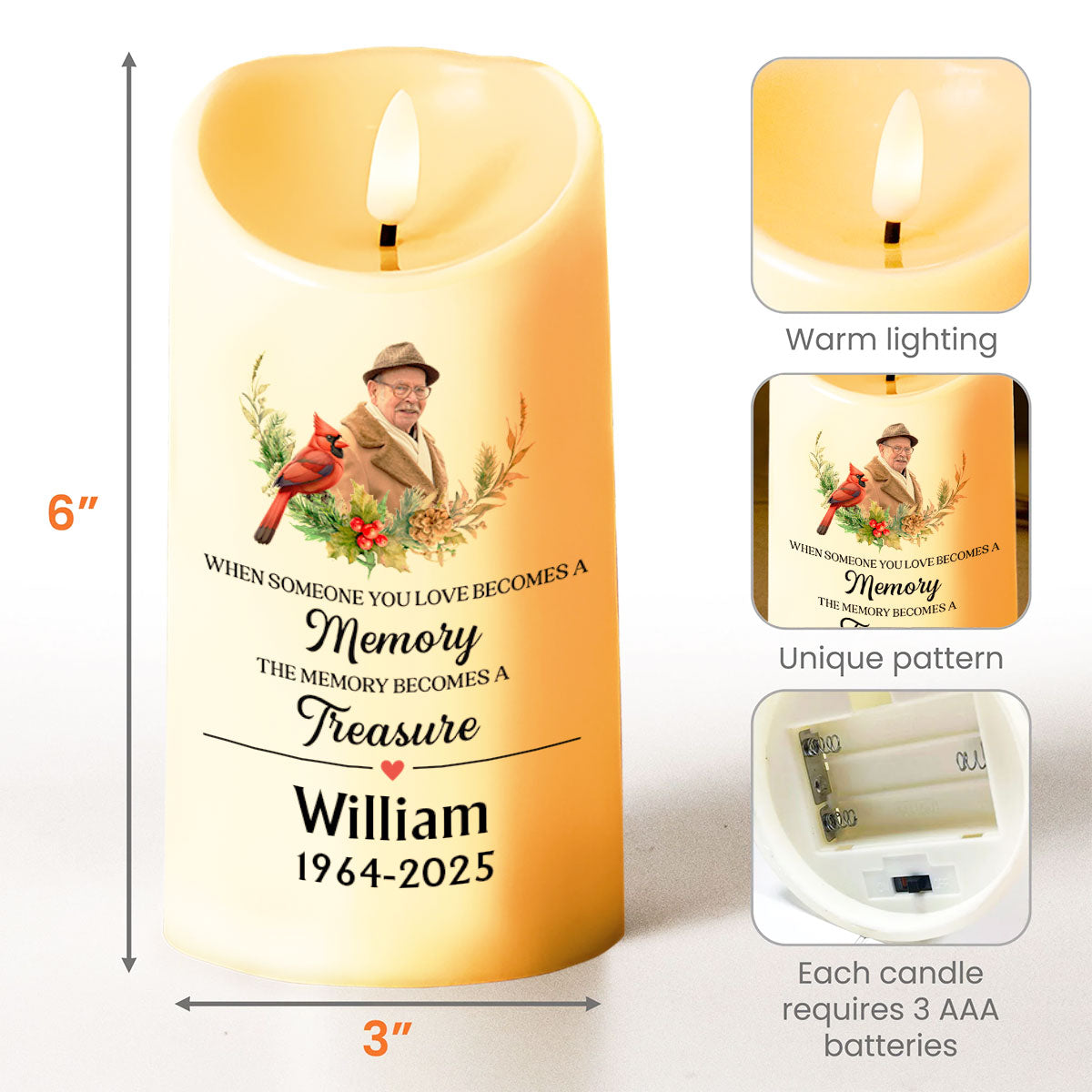 When Someone You Love Becomes A Memory - Personalized Custom LED Candle - HME255_LECA
