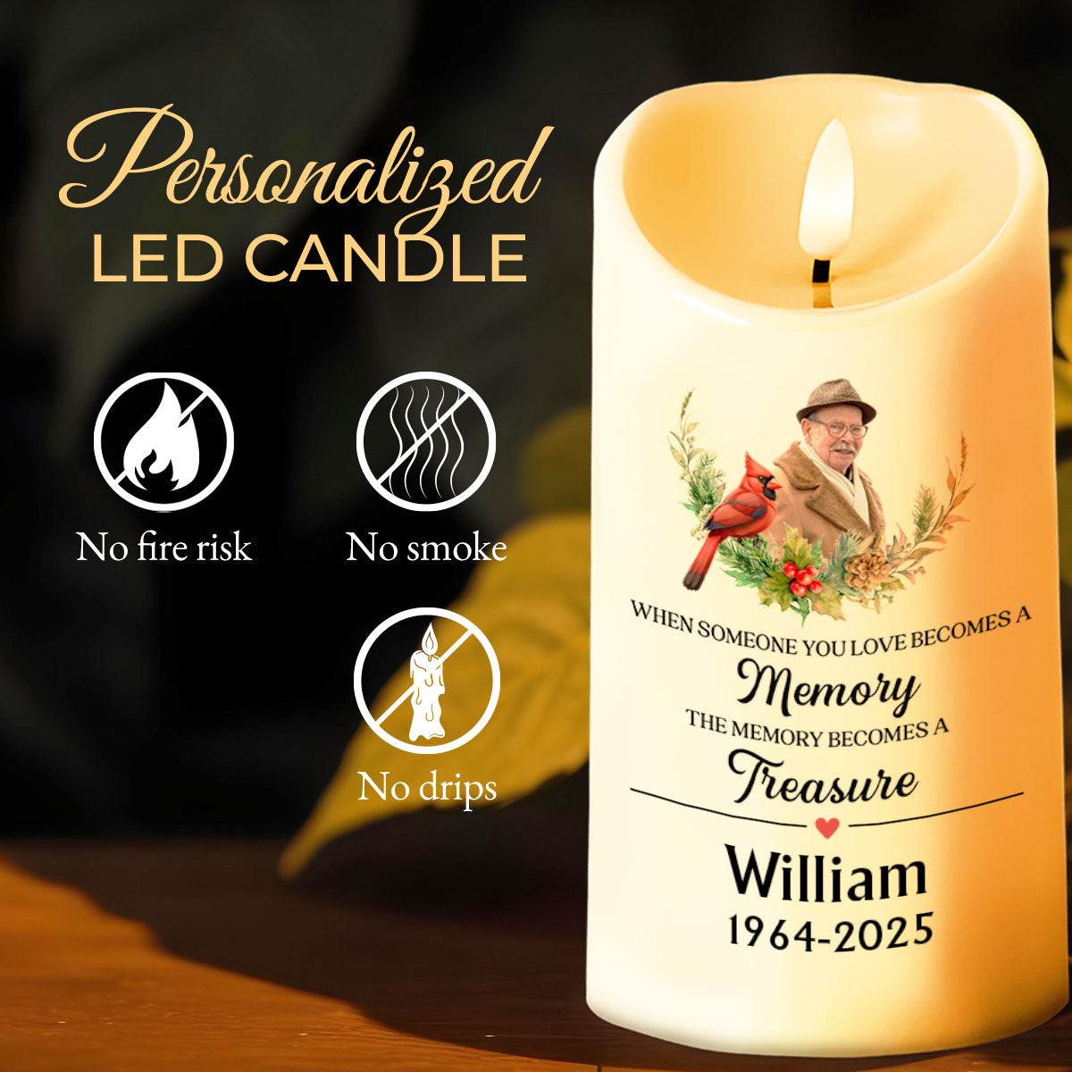 When Someone You Love Becomes A Memory - Personalized Custom LED Candle - HME255_LECA