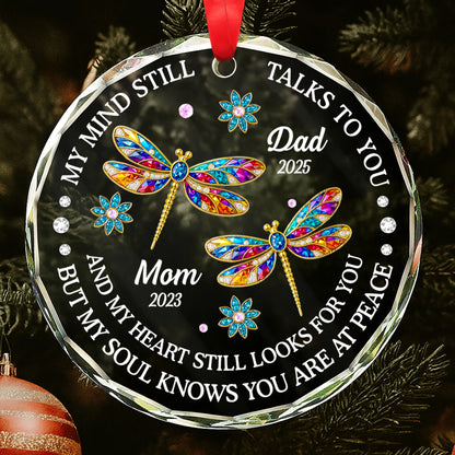 My Mind Still Talks To You, Cardinals And Flowers Design - Personalized Custom Circle Glass Ornament - HME268_CGOR