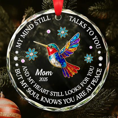 My Mind Still Talks To You, Cardinals And Flowers Design - Personalized Custom Circle Glass Ornament - HME268_CGOR