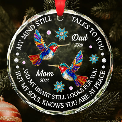 My Mind Still Talks To You, Cardinals And Flowers Design - Personalized Custom Circle Glass Ornament - HME268_CGOR