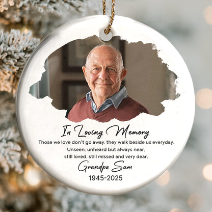 In Loving Memory, Photo Of Grandpa - Personalized Custom Ceramic Ornament With Round Shape - HME268_RCE