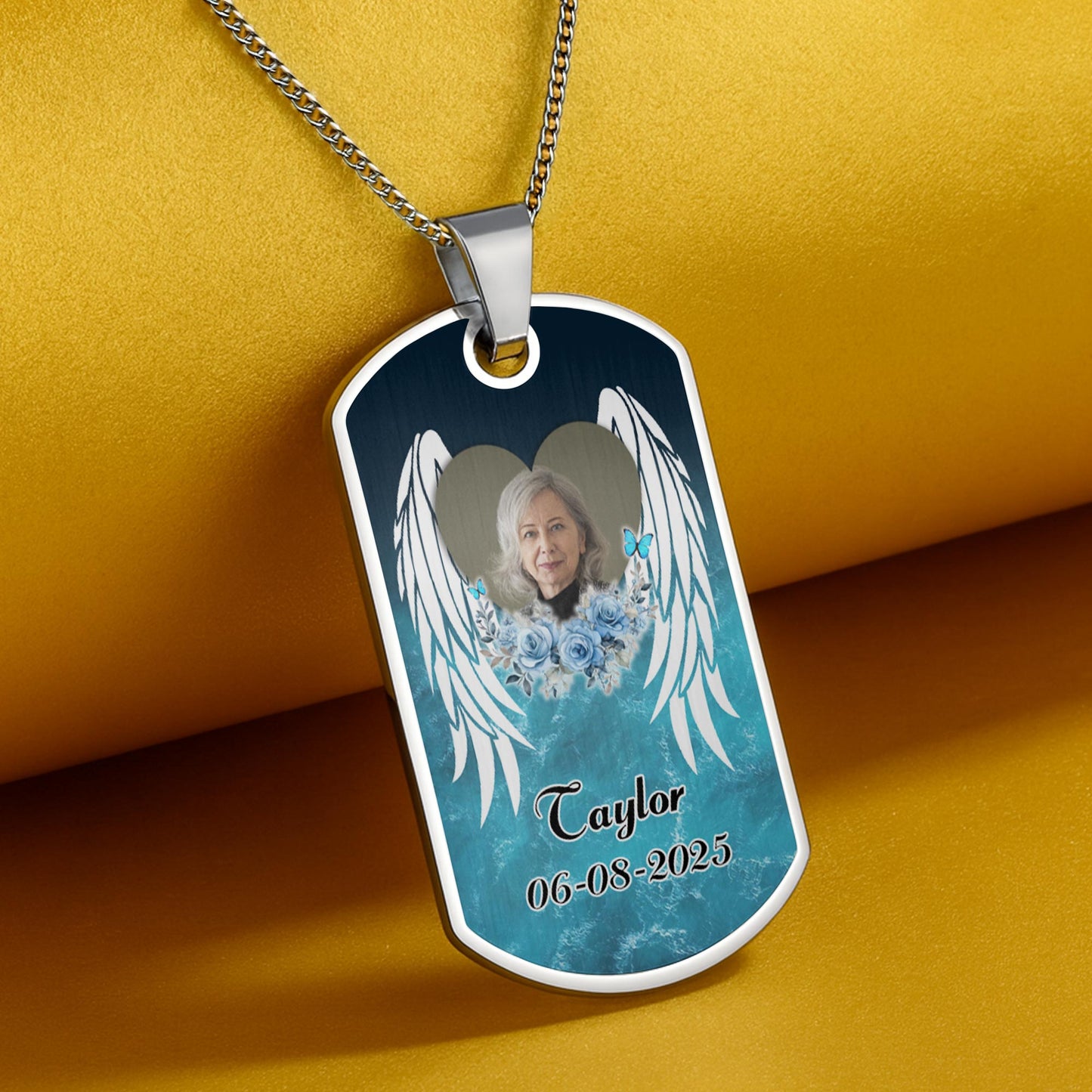 Customized With Blue Flowers And Angel Wings