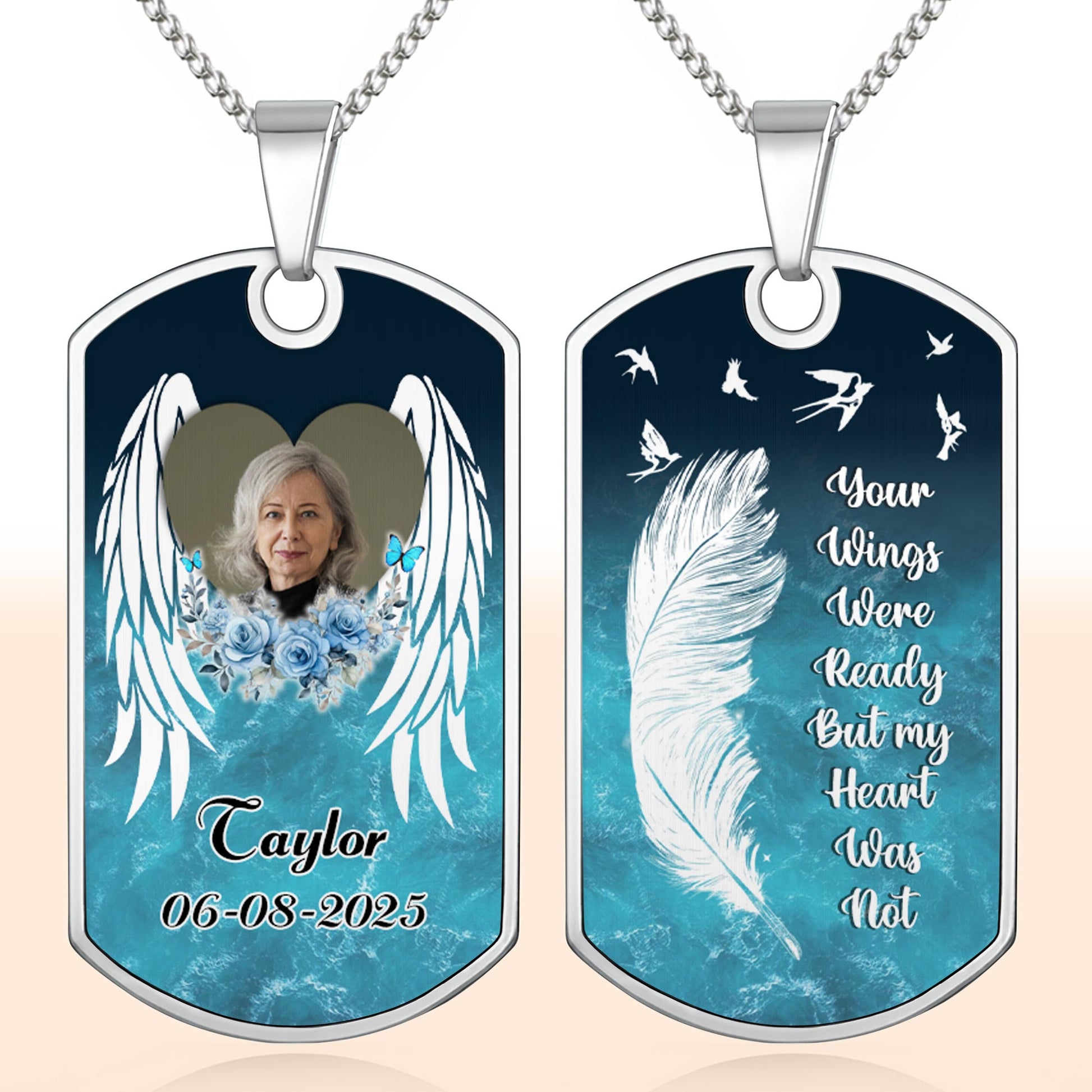Customized With Blue Flowers And Angel Wings
