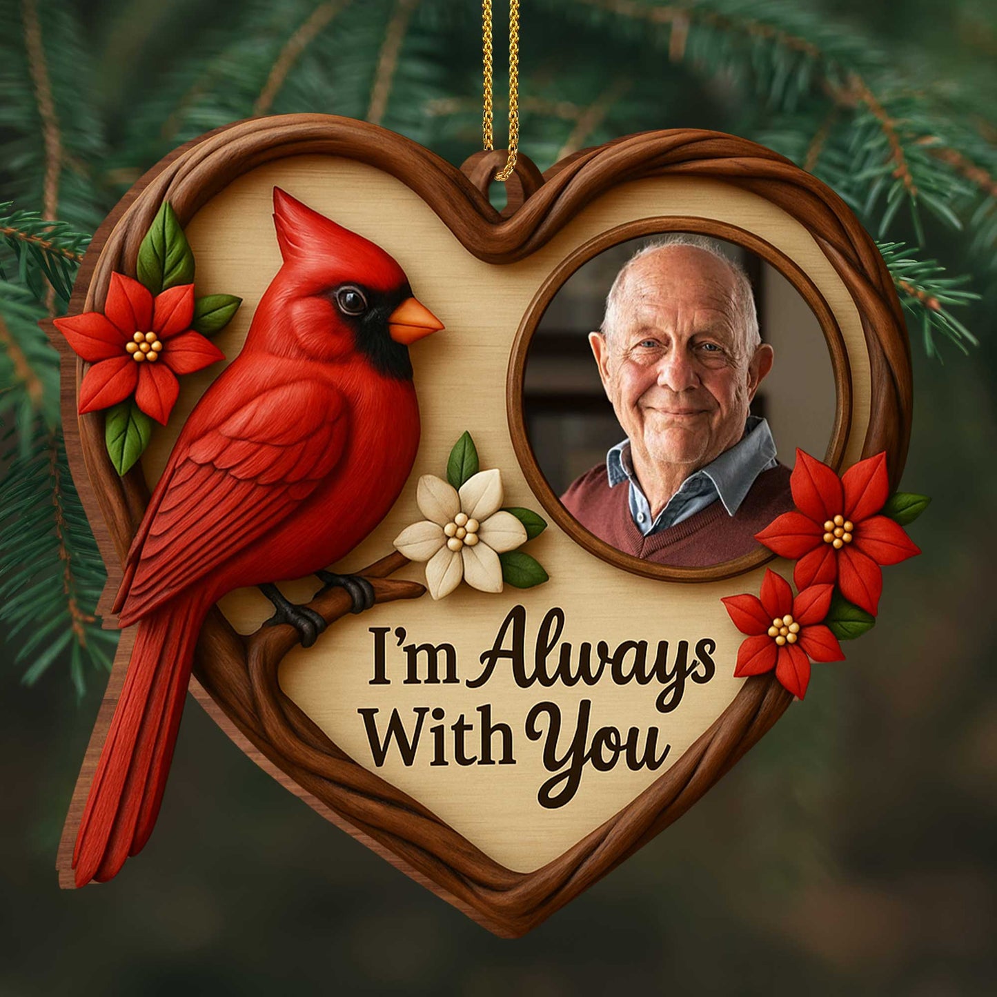 I'm Always With You, Cardinal And Heart-Shaped Frame