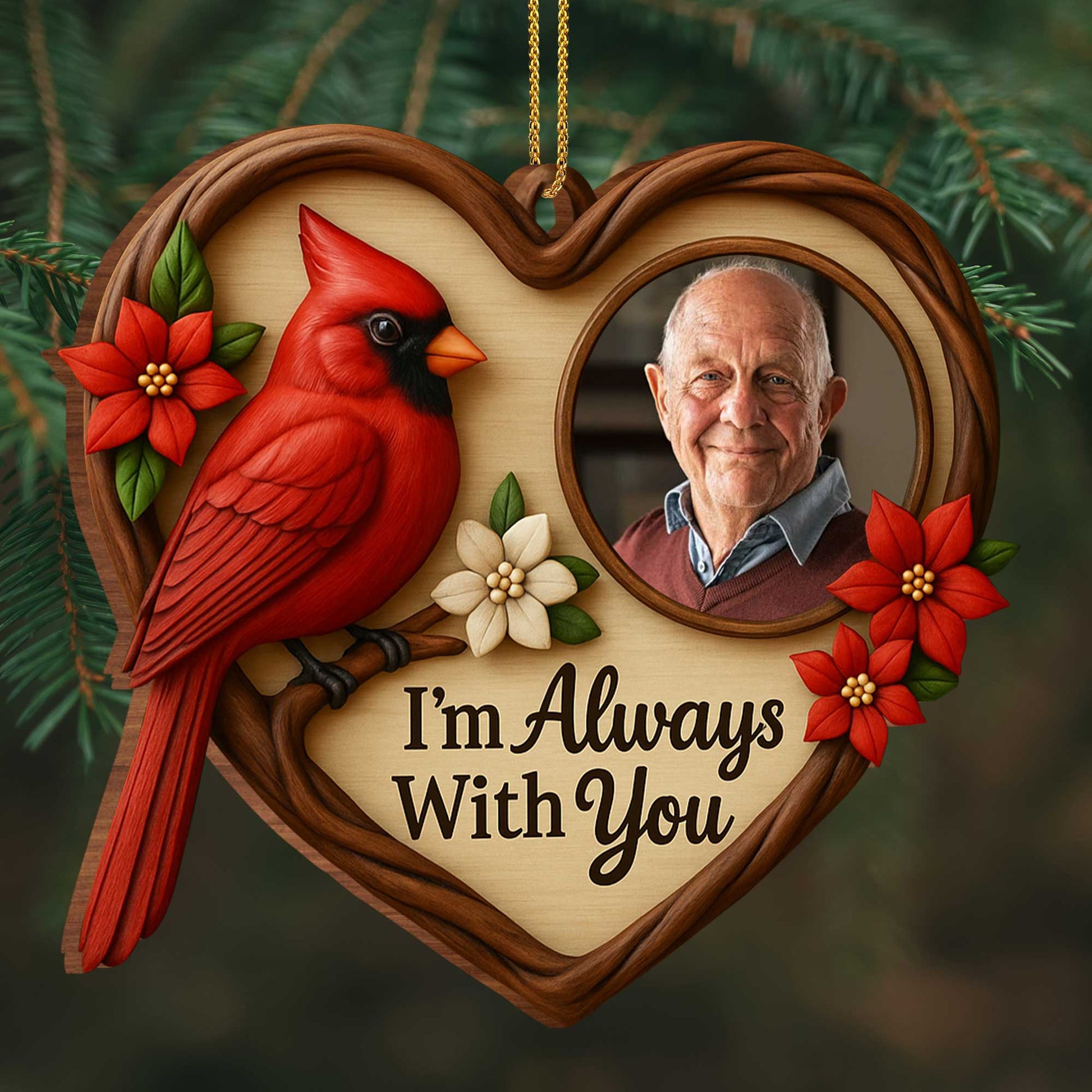 I'm Always With You, Cardinal And Heart-Shaped Frame