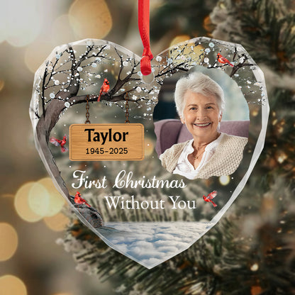 First Christmas Without You, Heart Ornament With Cardinals