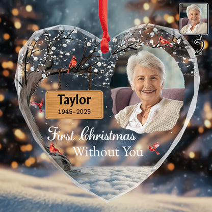 First Christmas Without You, Heart Ornament With Cardinals