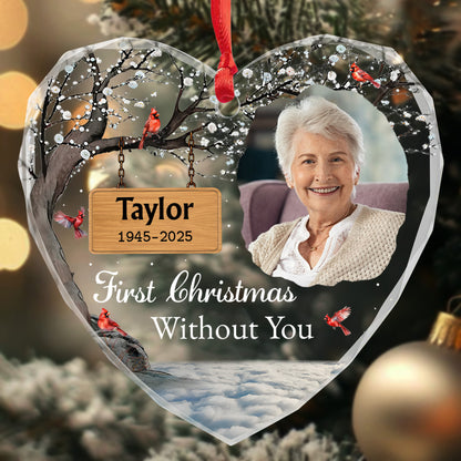 First Christmas Without You, Heart Ornament With Cardinals