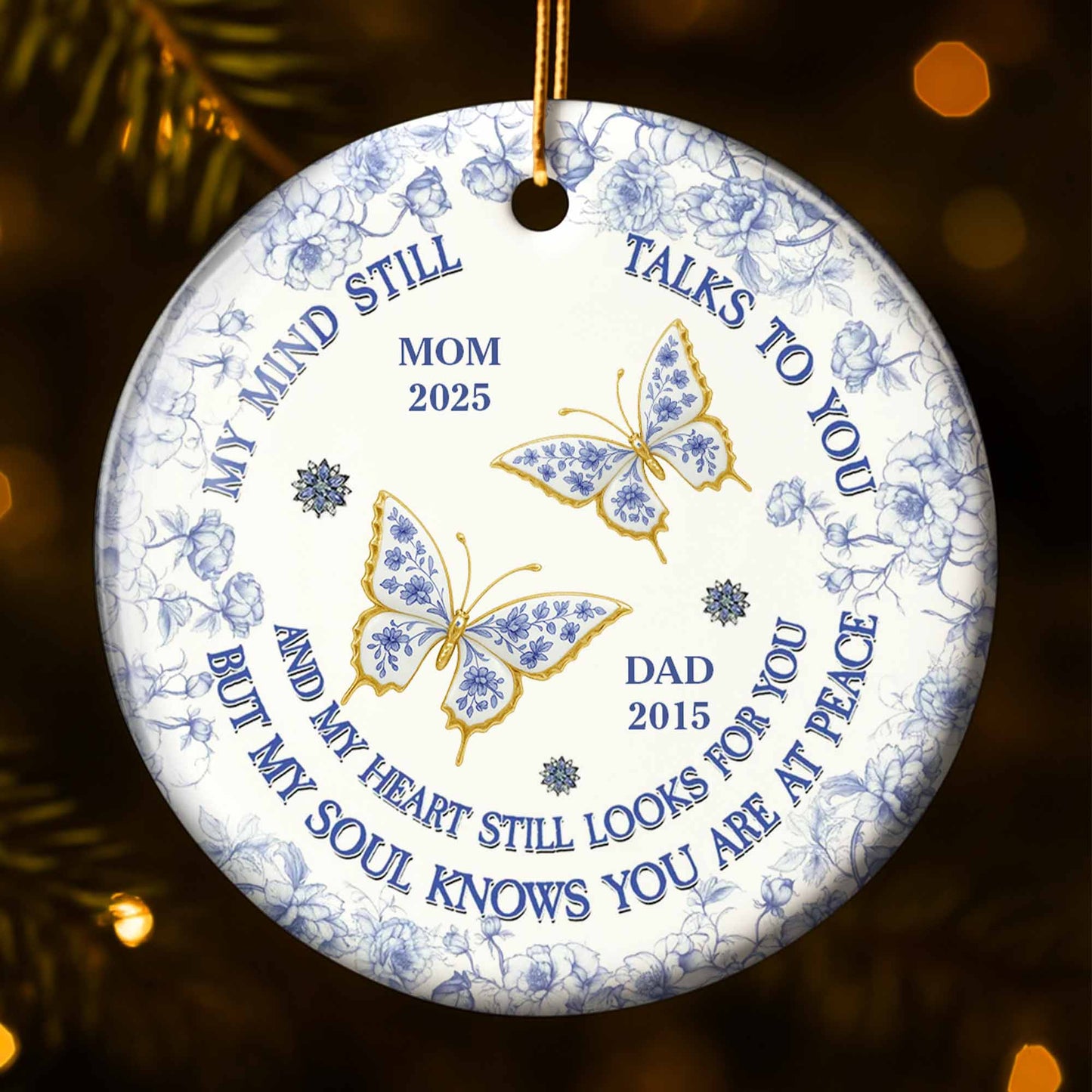 My Mind Still Talks to You, Butterflies and Flowers Ornament