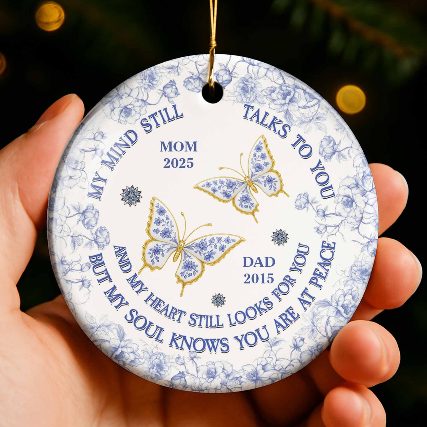 My Mind Still Talks to You, Butterflies and Flowers Ornament