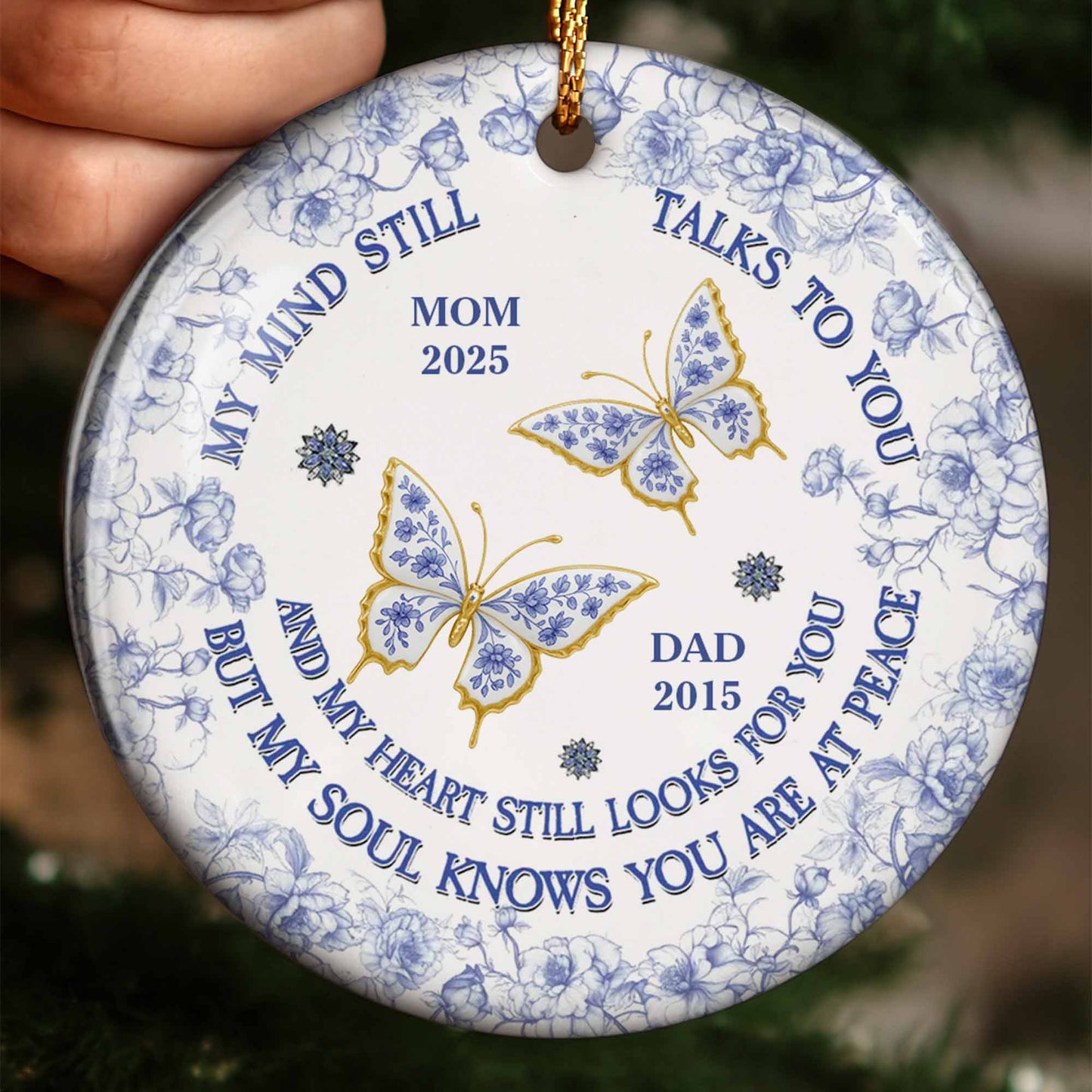 My Mind Still Talks to You, Butterflies and Flowers Ornament
