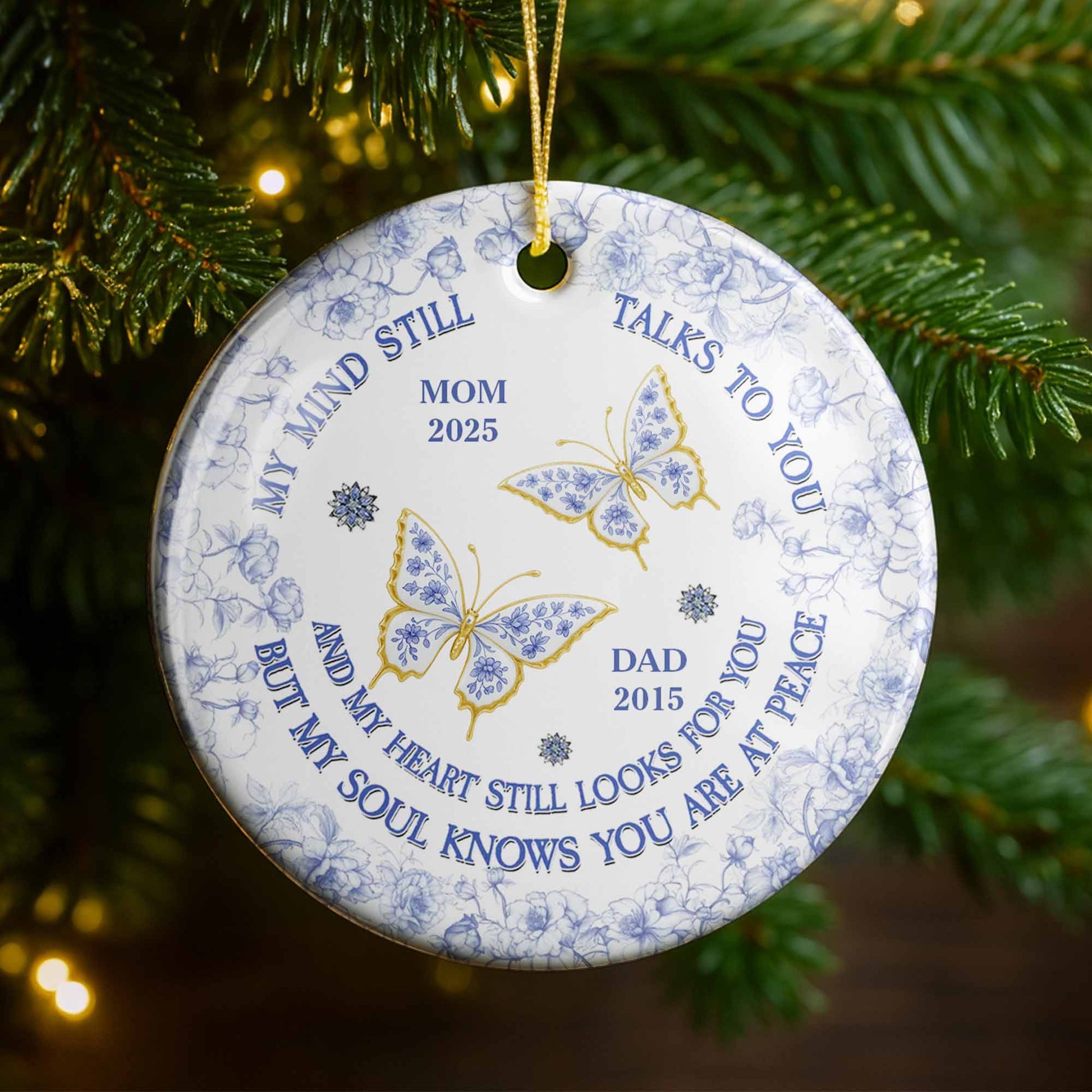 My Mind Still Talks to You, Butterflies and Flowers Ornament