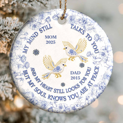 My Mind Still Talks to You, Butterflies and Flowers Ornament - Personalized Custom Ceramic Ornament With Round Shape - HME319_RCE