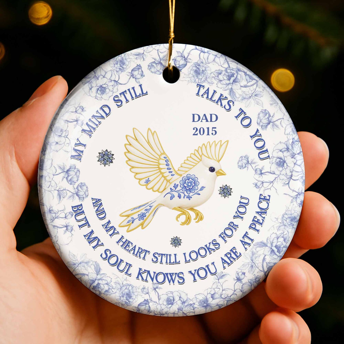 My Mind Still Talks to You, Butterflies and Flowers Ornament - Personalized Custom Ceramic Ornament With Round Shape - HME319_RCE