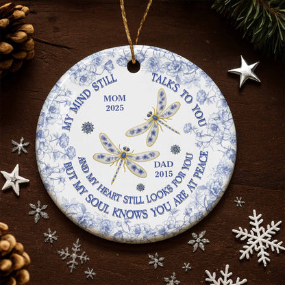 My Mind Still Talks to You, Butterflies and Flowers Ornament - Personalized Custom Ceramic Ornament With Round Shape - HME319_RCE