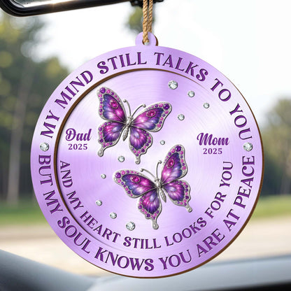 My Mind Still Talks To You Butterflies Wood Ornament