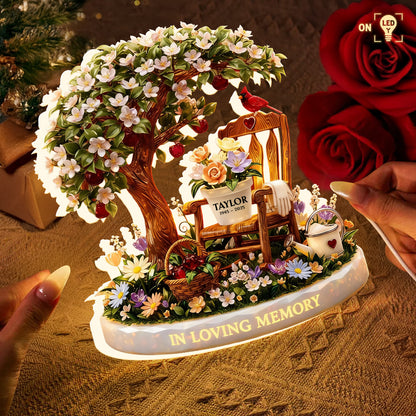 In Loving Memory With Tree And Flowers