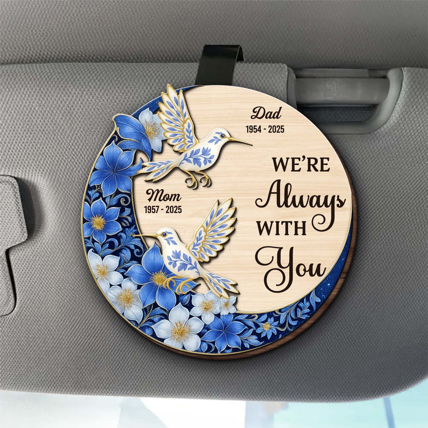 I'm Always With You, Doves And Flowers - Personalized Custom Shaped Car Visor Clip - HME321_VIS