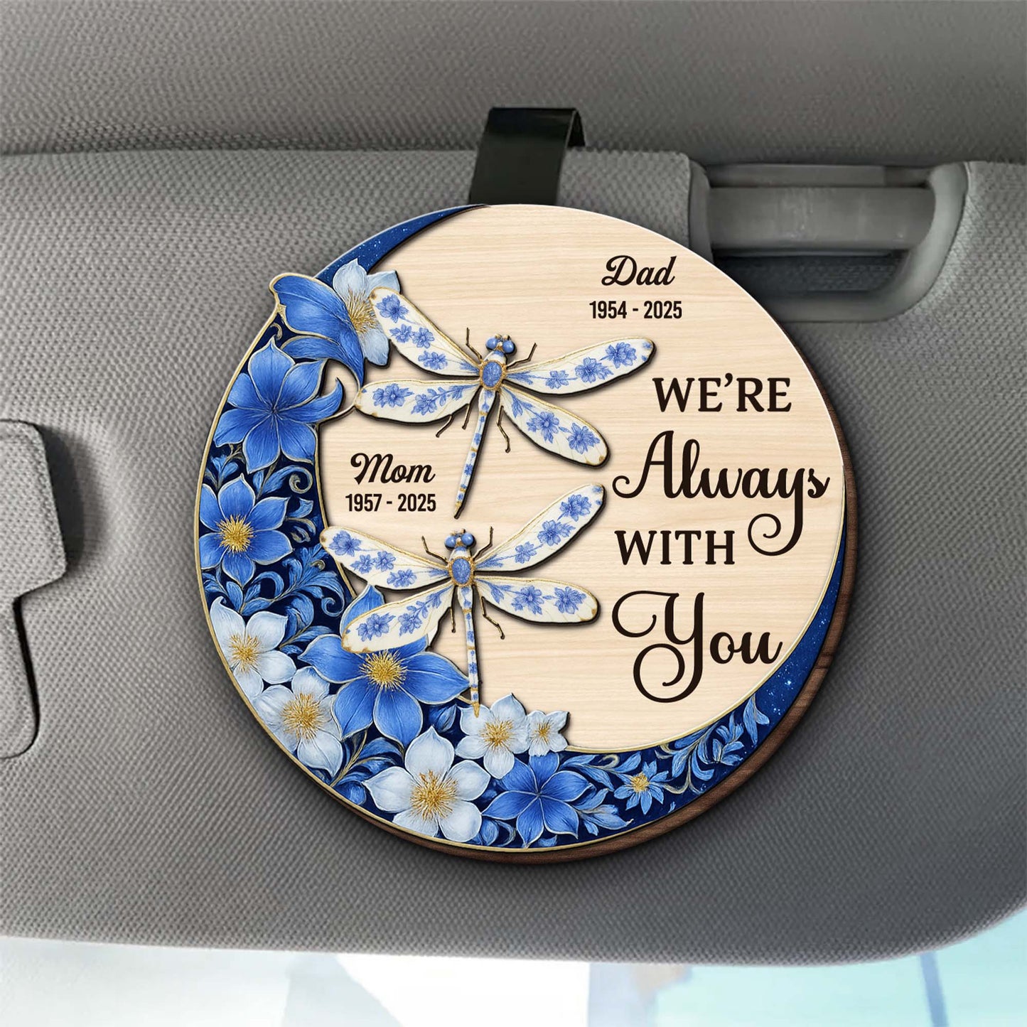I'm Always With You, Doves And Flowers - Personalized Custom Shaped Car Visor Clip - HME321_VIS