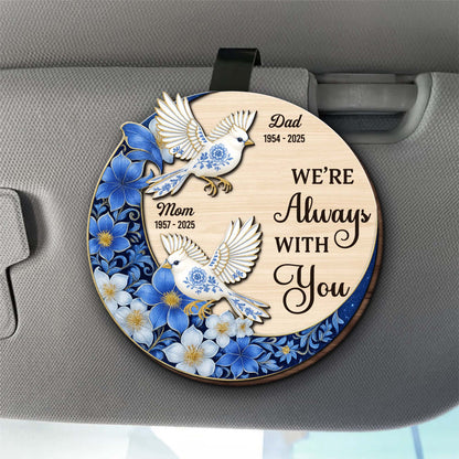 I'm Always With You, Doves And Flowers - Personalized Custom Shaped Car Visor Clip - HME321_VIS