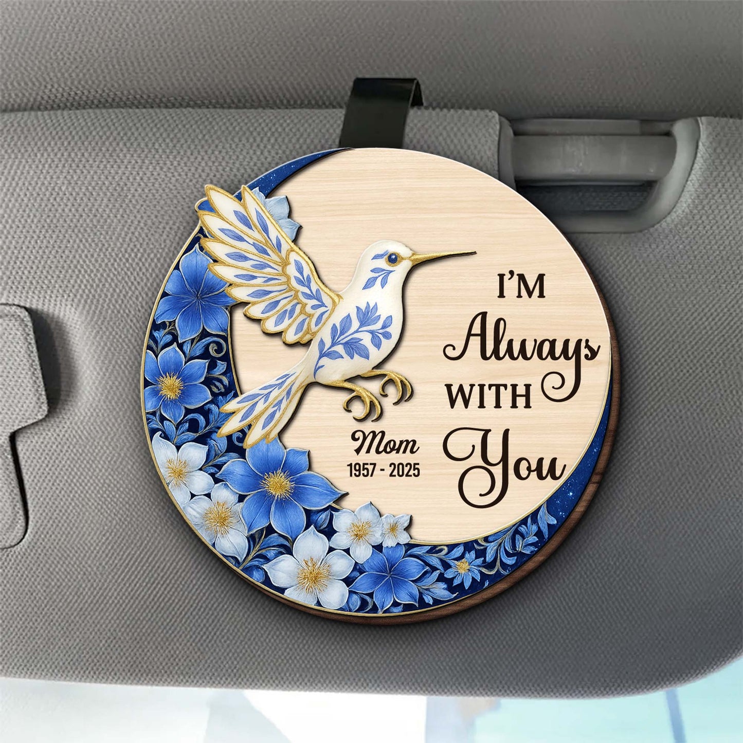 I'm Always With You, Doves And Flowers - Personalized Custom Shaped Car Visor Clip - HME321_VIS