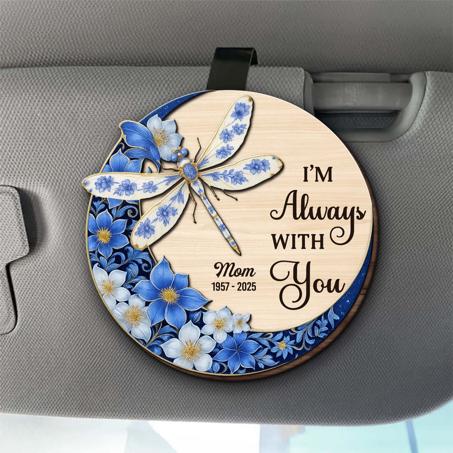 I'm Always With You, Doves And Flowers - Personalized Custom Shaped Car Visor Clip - HME321_VIS