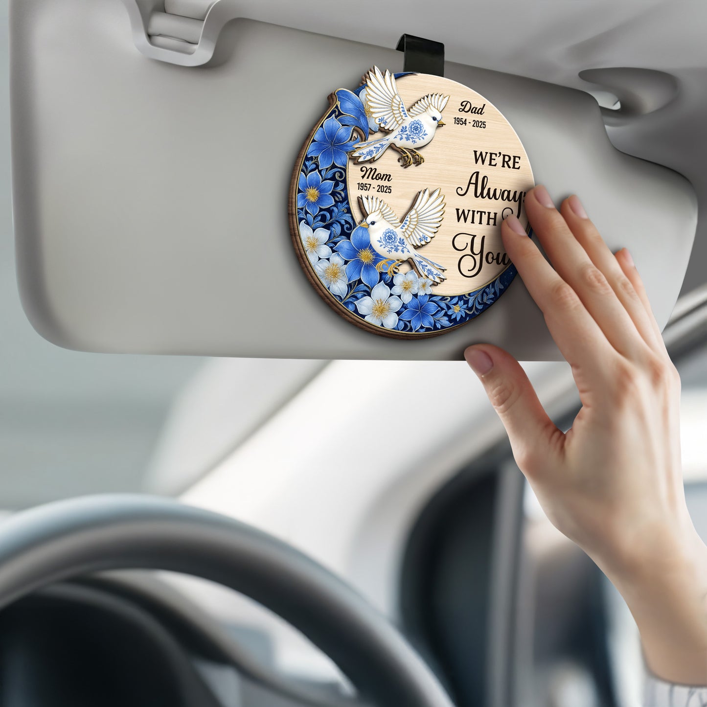 I'm Always With You, Doves And Flowers - Personalized Custom Shaped Car Visor Clip - HME321_VIS