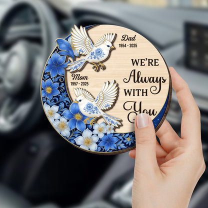 I'm Always With You, Doves And Flowers - Personalized Custom Shaped Car Visor Clip - HME321_VIS