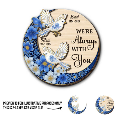 I'm Always With You, Doves And Flowers - Personalized Custom Shaped Car Visor Clip - HME321_VIS