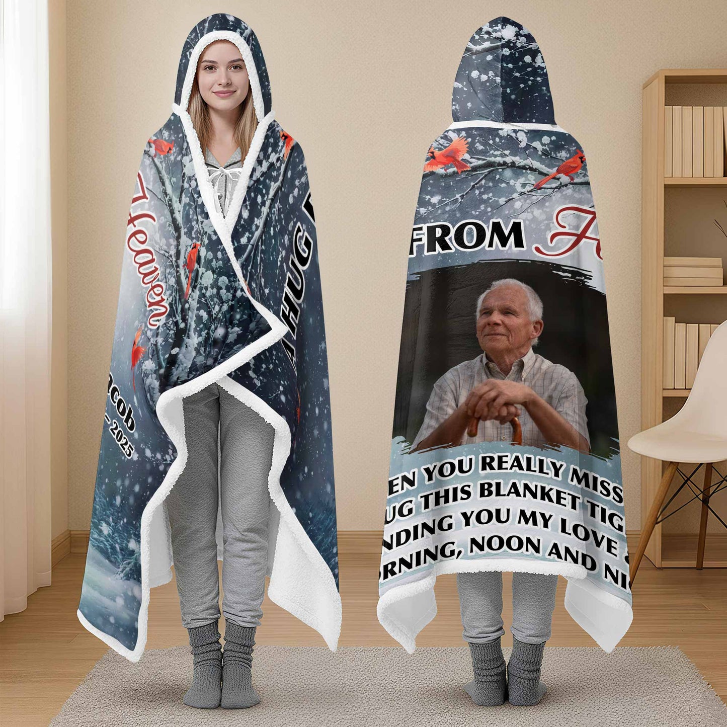 A Hug From Heaven, Winter Scene With Red Birds