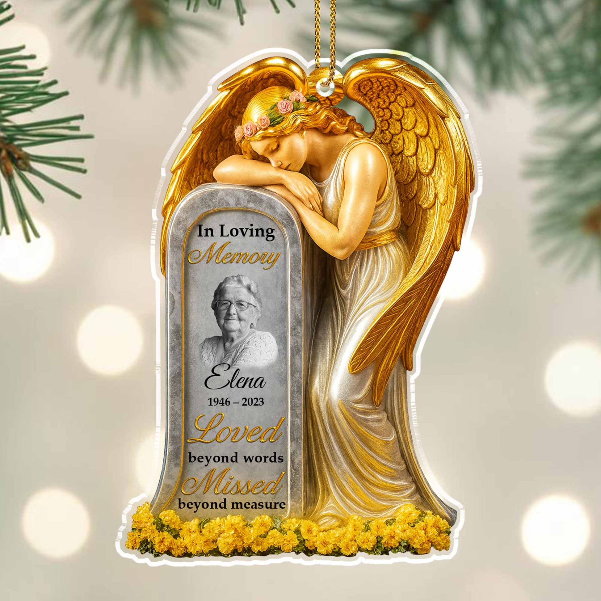 Loved Beyond Words Angel And Flowers Ornament
