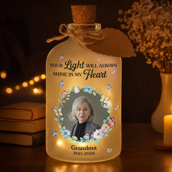 Your Light Will Always Shine In My Heart Butterfly Floral Wreath