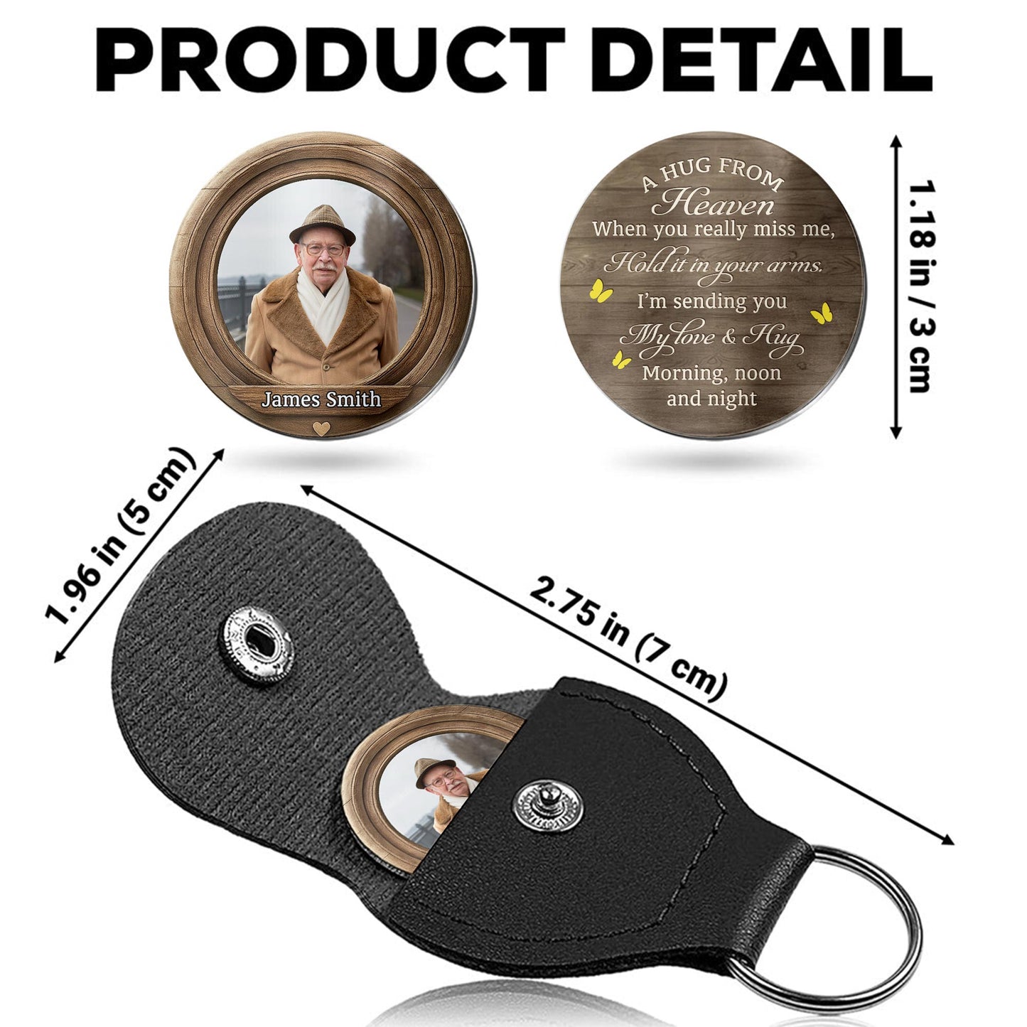 A Hug From Heaven, Customizable Keychain With Hearts