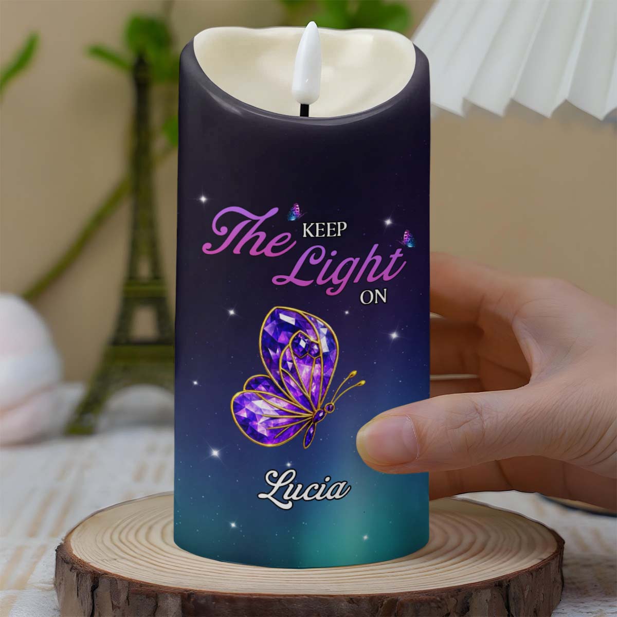 Keep The Light On, Butterfly And Stars Design