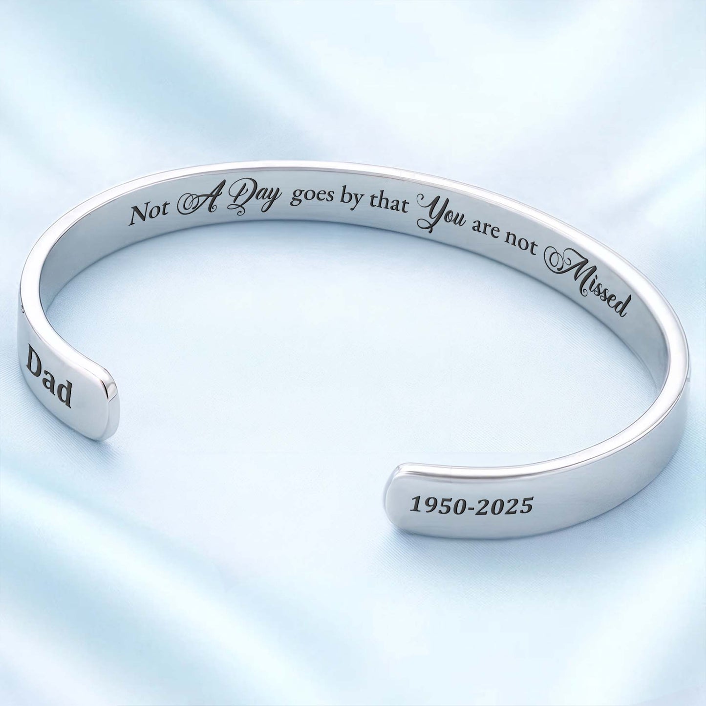 Not A Day Goes By, Cuff Bracelet, Memorial Gift - Personalized Custom Bracelet Cuff - HME347_BCUF