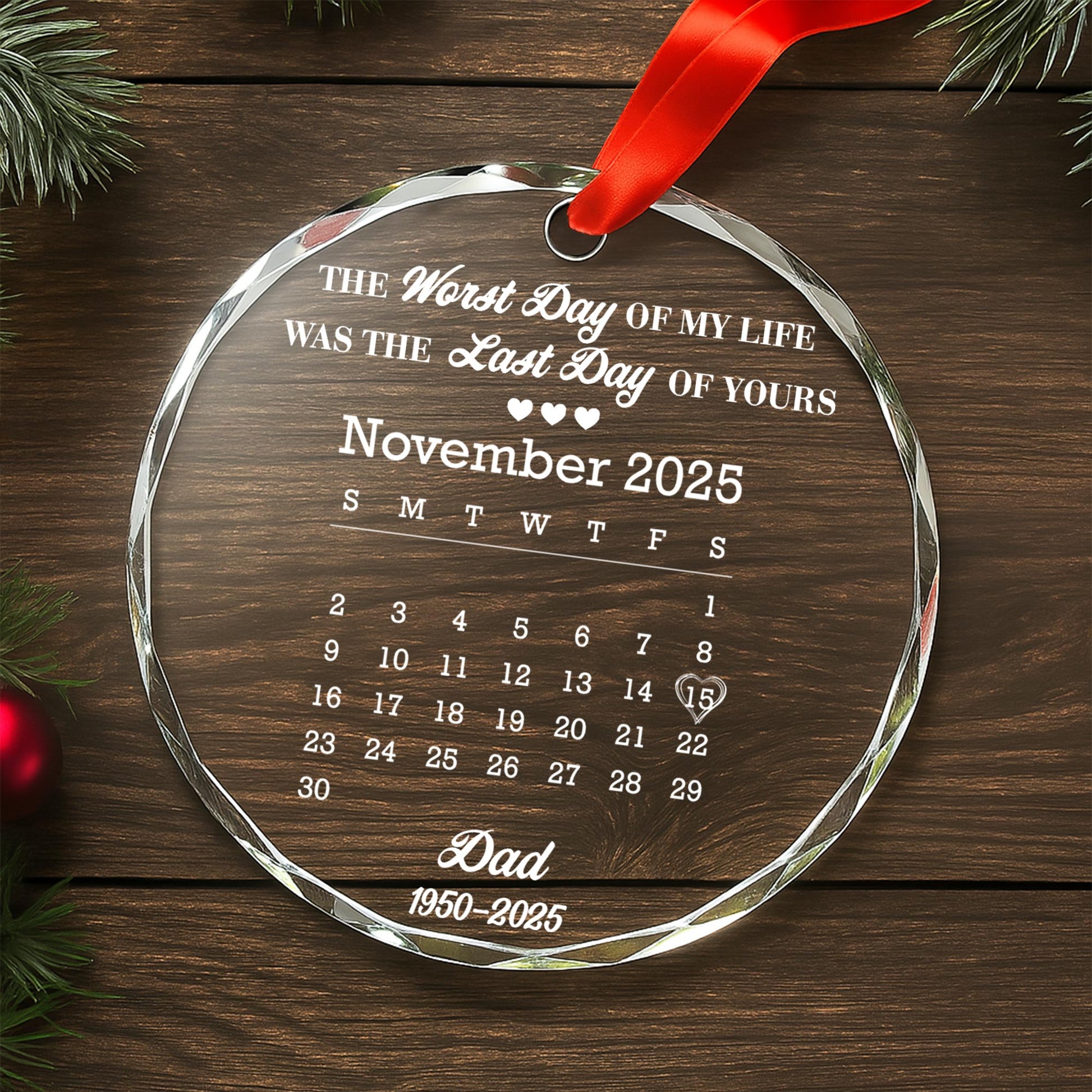 The Worst Day Of My Life, Memorial Circle Glass Ornament