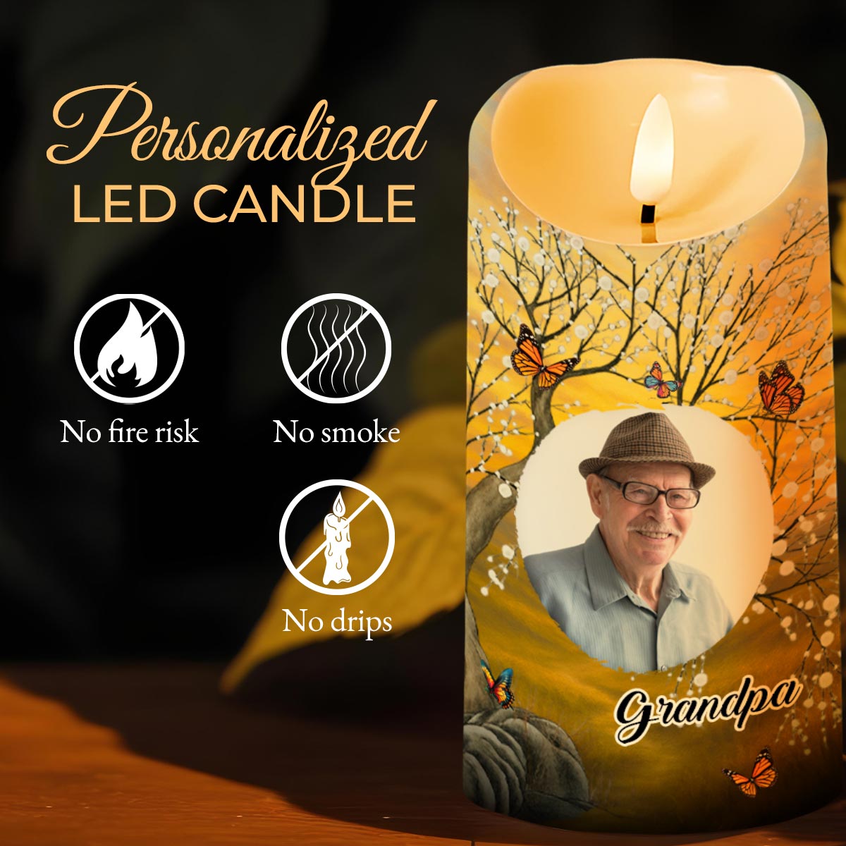 The Moment Your Heart Stopped, Memorial Candle With Butterflies