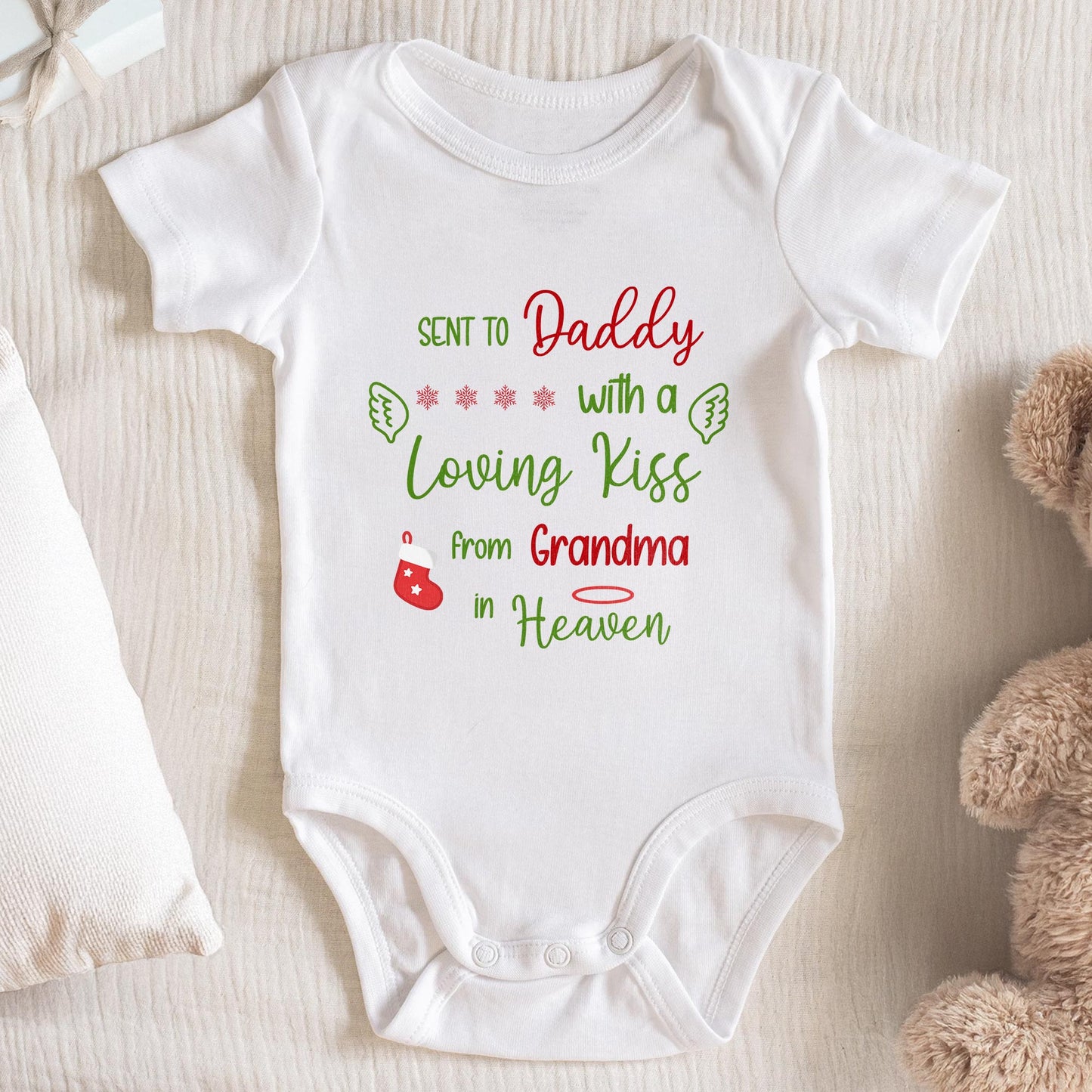 Loving Kiss From Grandma in Heaven Baby Onesie