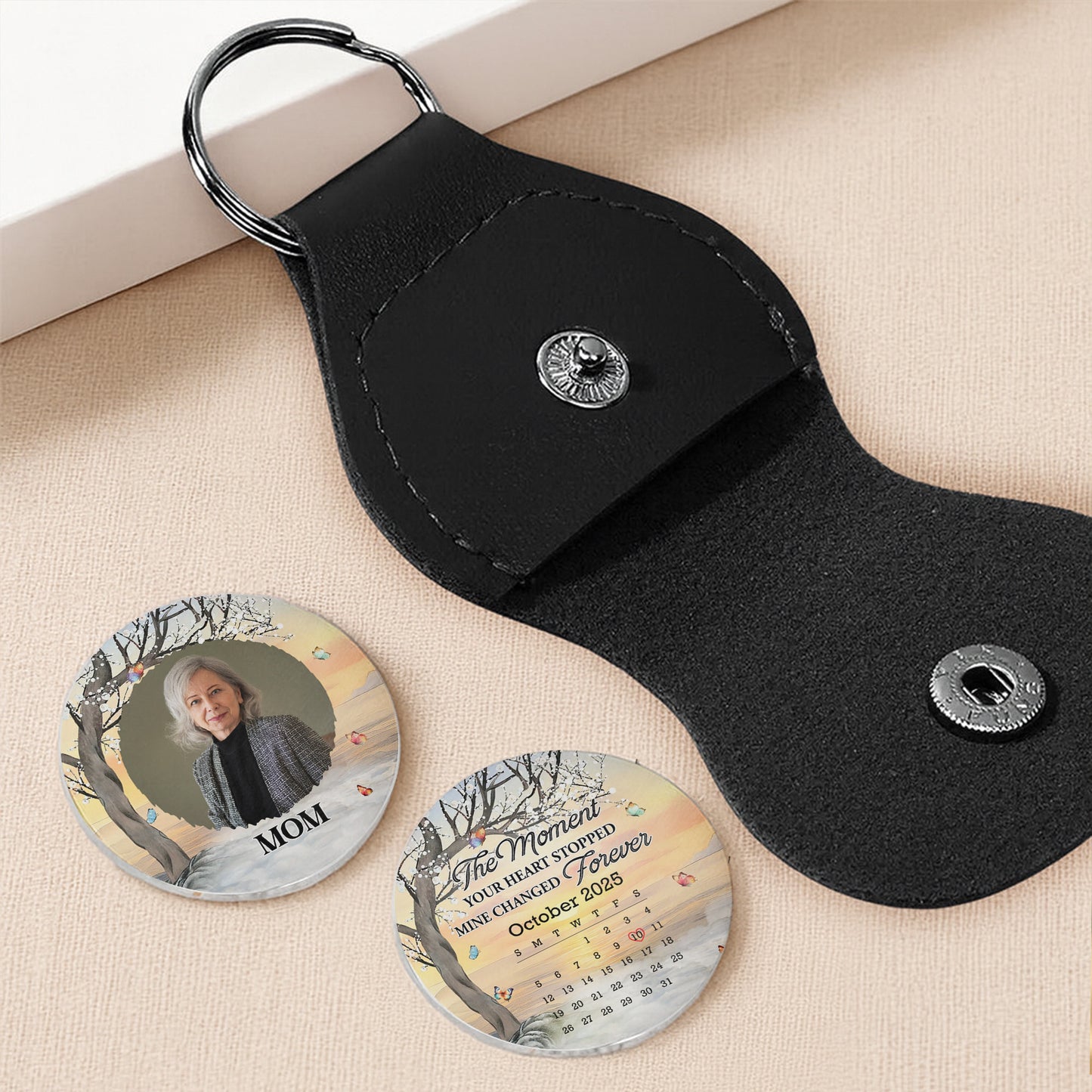 The Moment Your Heart Stopped, Tree and Calendar Keychain - Personalized Custom Pocket Hug - HME358_HTOK